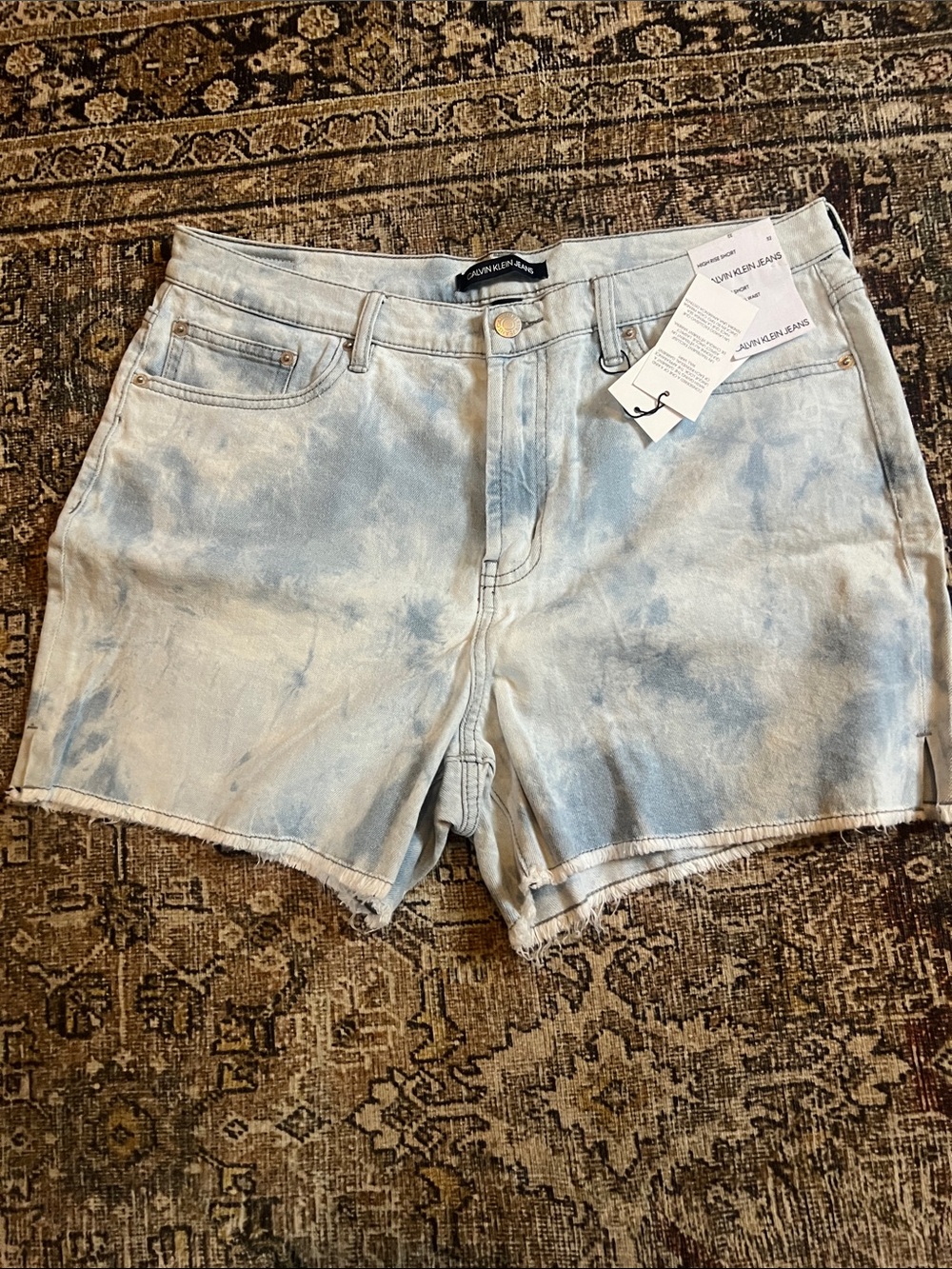 Calvin Klein Light Blue Tie-Dye Denim Shorts